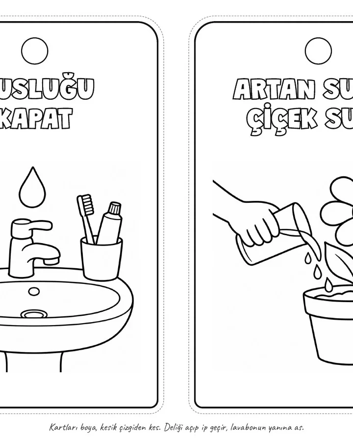 Dünya Su Günü lavabo kartları